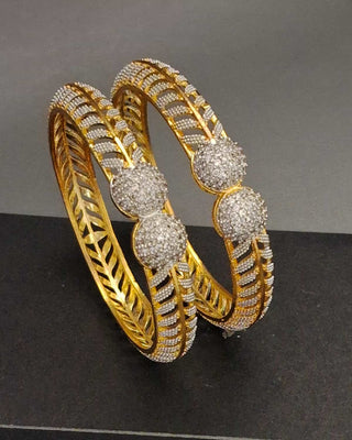 Zevarly Maya American Diamond Gold & Silver Plated Bangles