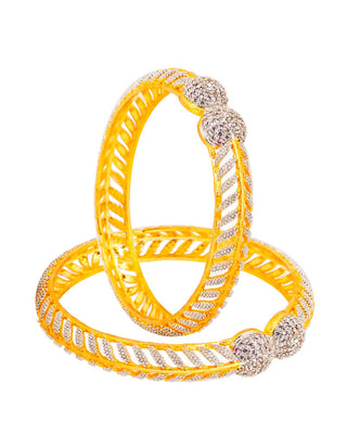 Zevarly Maya American Diamond Gold & Silver Plated Bangles Side White Background Bangles 2