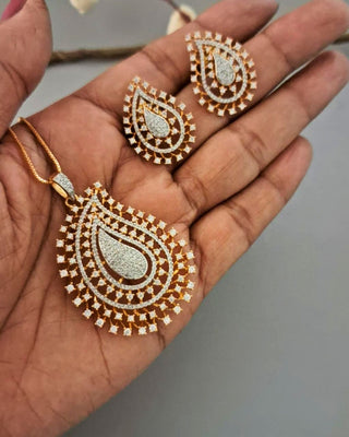 Zevarly Mystic Moon American Diamond Pendant