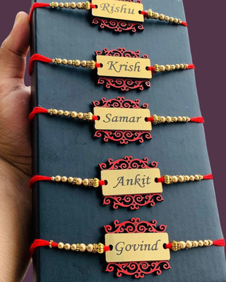 Personalized Gold-Plated Name Raksha Bandhan