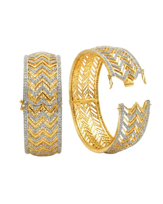 Zevarly Ramika American Diamond Broad Bangle