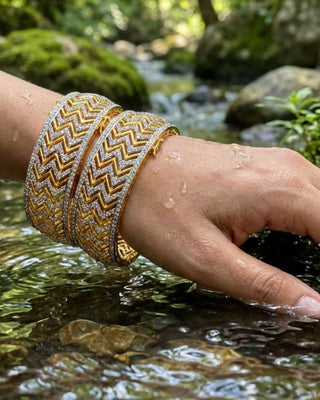 Zevarly Ramika American Diamond Broad Bangle