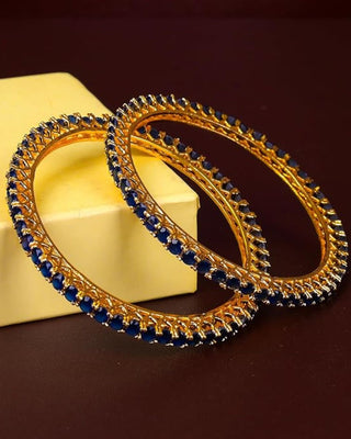 Zeverly Khushi Ethnic AD Bangles Gold Plated design - AD Bangles | Side Angle View | Buy Online India | Zevarly