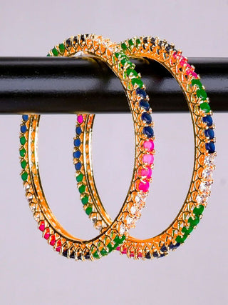 Zeverly Khushi Ethnic AD Bangles Gold Plated design - AD Bangles | Lifestyle Shot | Buy Online India | Zevarly