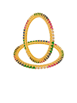 Zeverly Khushi Ethnic AD Bangles Gold Plated design - AD Bangles | Stone Detail View | Buy Online India | Zevarly