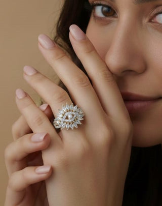 Zuvairiya Fashionable Ring - American Diamond Ring | Main Product View | Buy Online India | Zevarly