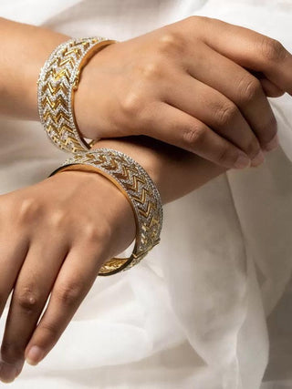 Zevarly Ramika American Diamond Broad Bangle