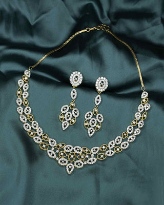 Bridal American Diamond Necklace Set with sparkling stones Colored Background  Image