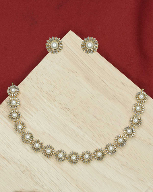 Darpan Pearl AD Necklace Set