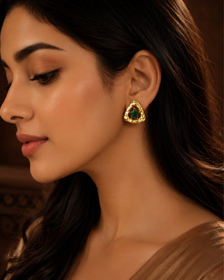 Twinkle Star Emerald AntiFade Earrings - Riddhi