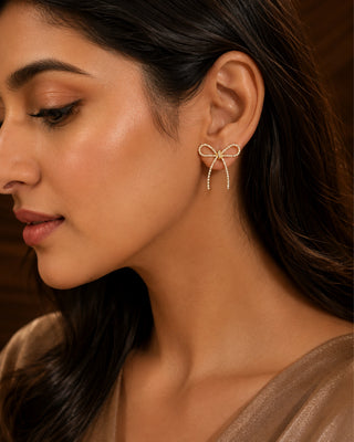 Eve Tying Bow Demi Fine Earrings - Sakhi