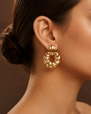 Elegant Crown with Flowers Grace Earrings - Prishta