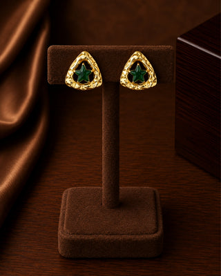 Twinkle Star Emerald AntiFade Earrings - Riddhi