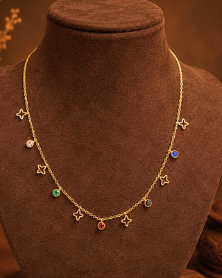 Multi Color Stone Charming Necklace - Urvi