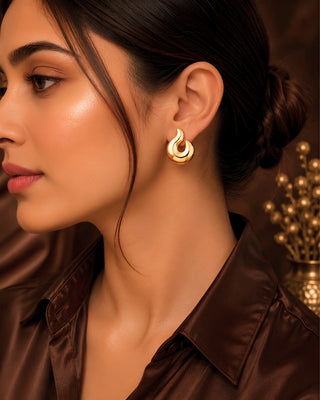 Fiery Anchor Wave Demi FIne Studs - Sarah - Zevarly (image 3)