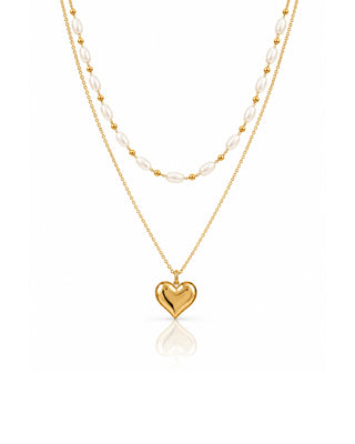 Fusion of Pearl and Love Layered Anti Tarnish Pendant - NIrbhaya