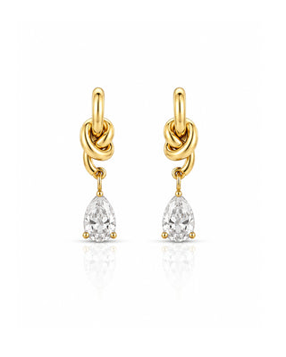 Knotted Anti Tarnish Drop Earrings - Hiya - Zevarly (image 2)