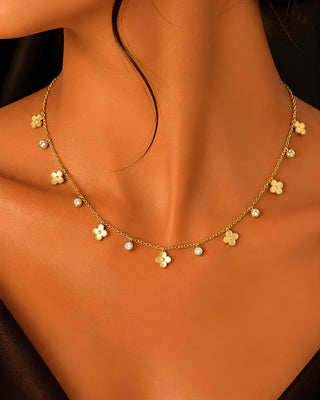 Floral Chain with Charming Stones Neckpiece - Aiza