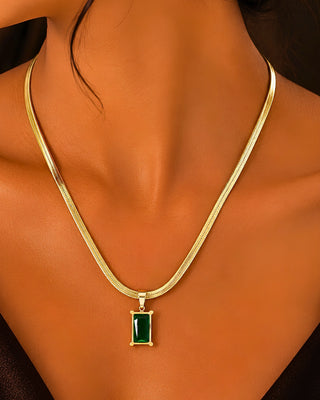 Emerald Doublet AntiTarnish Chain Pendant - Arcy