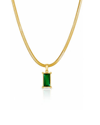 Emerald Doublet AntiTarnish Chain Pendant - Arcy