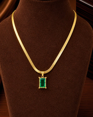 Emerald Doublet AntiTarnish Chain Pendant - Arcy