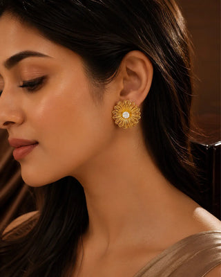 Daliya Luminous Demi Fine Studs - Freyal - Demi Fine Earrings | Zevarly (Image 1)