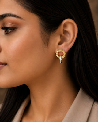 Round Enclose DemiFine Earrings - Doris