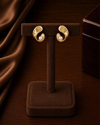 Geometrical Calligraphy Coma Demi Fine Studs - Rinki