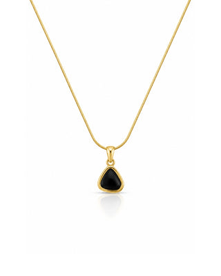 Black Uncut Stone Elegant Anti Tarnish Pendant - Smaya