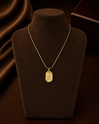 Rose Engraved in Gold Bar Anti Tarnish Pendant - Kashi