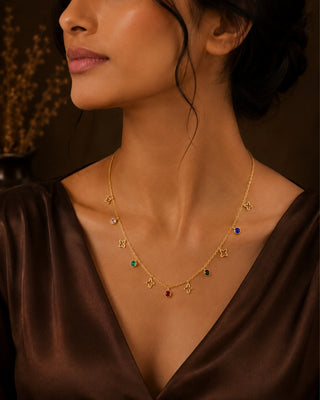 Multi Color Stone Charming Necklace - Urvi