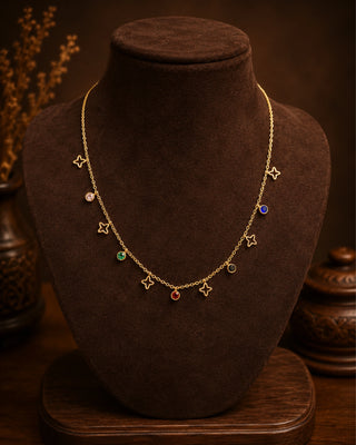 Multi Color Stone Charming Necklace - Urvi