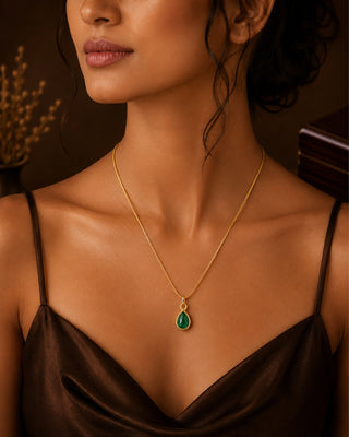 Emerald Drop AntiTarnish Pendant - Yusra