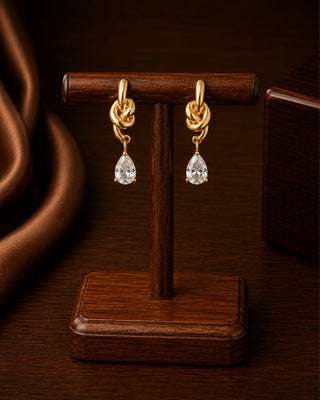 Knotted Anti Tarnish Drop Earrings - Hiya