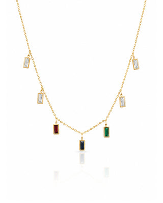 Multi Color Stone AntiTarnish Necklace - Omisha
