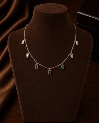 Multi Color Stone AntiTarnish Necklace - Omisha