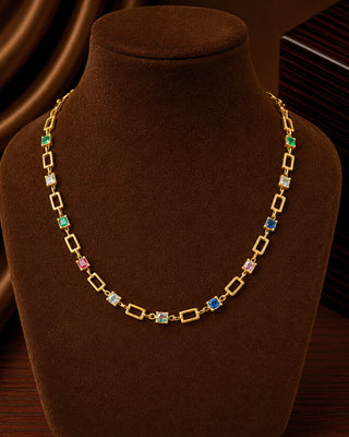 Multi Ecut Stones AntiTarnish Neckpiece -Arika