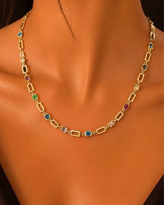 Multi Ecut Stones AntiTarnish Neckpiece -Arika