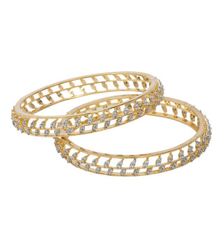 Zevarly Aksa Leaf American Diamond Bangles