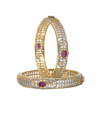 Zevarly Saloni Ruby Dazzling Two Tone Bangle