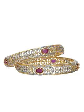 Zevarly Saloni Ruby Dazzling Two Tone Bangle