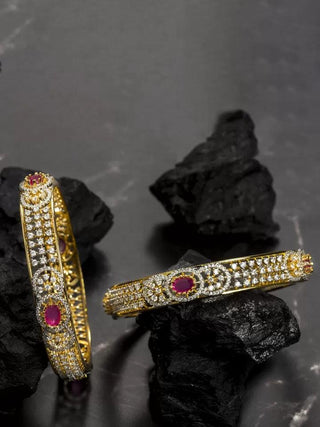 Zevarly Saloni Ruby Dazzling Two Tone Bangle