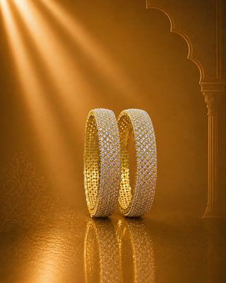 Zevarly Alika Stylish TwoTone Gold Plated AD Bangles
