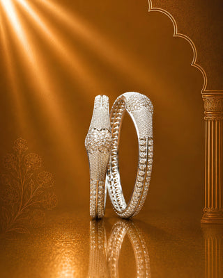 Zevarly Junia American Diamond Silver Plated Bangles