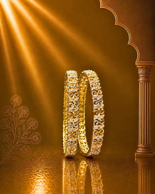 Two Tone Beautiful AD Bangles - Hanaya