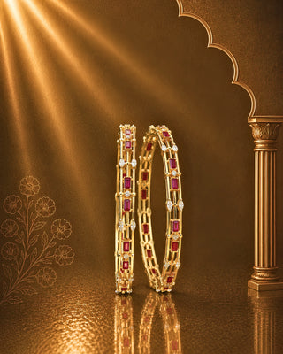 Zevarly Riya American Diamond Bangles Gold Plated Design