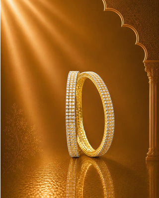 Three Parallel Line Stackable AD Bangles - Nerina