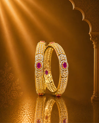 Zevarly Saloni Ruby Dazzling Two Tone Bangle