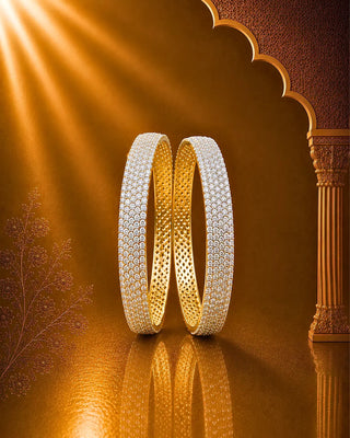 Micro Broad CZ Two Tone Bangles Set - Anshika