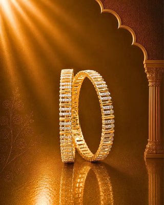 Rail Track Pattern Stone Studded Bangles - Ambarsaria